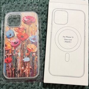 Apple iPhone 15 Clear Case with Floral Design